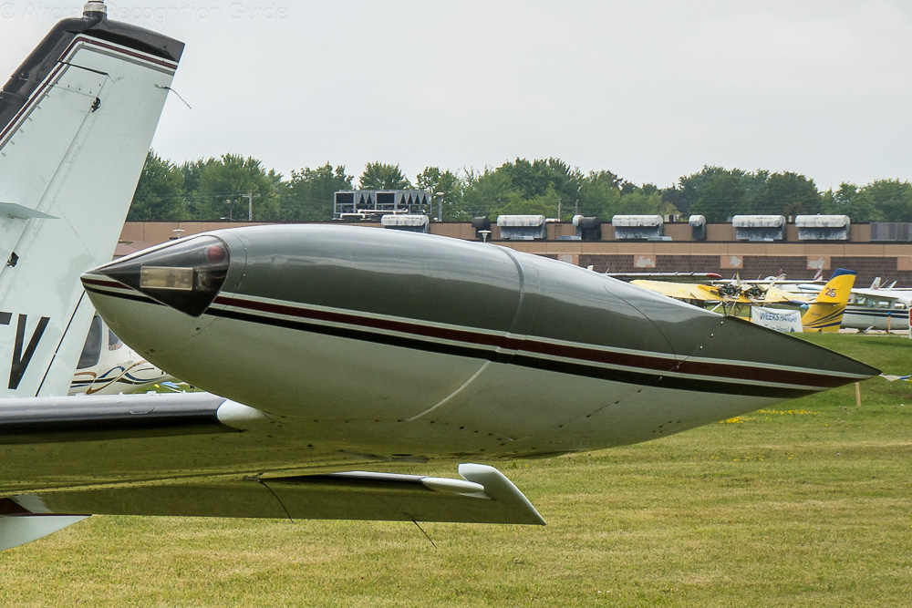 Detail photo of the canted tip tanks version of the Cessna 310, now with the landing light in the top half of the nose. Image
