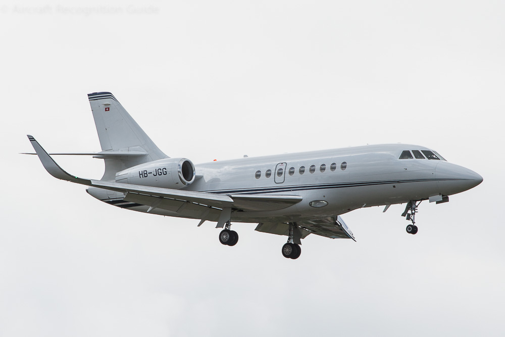 A Falcon 2000 with winglets, partial span slats and PW308 nacelles is likely a Falcon 2000LX. Image