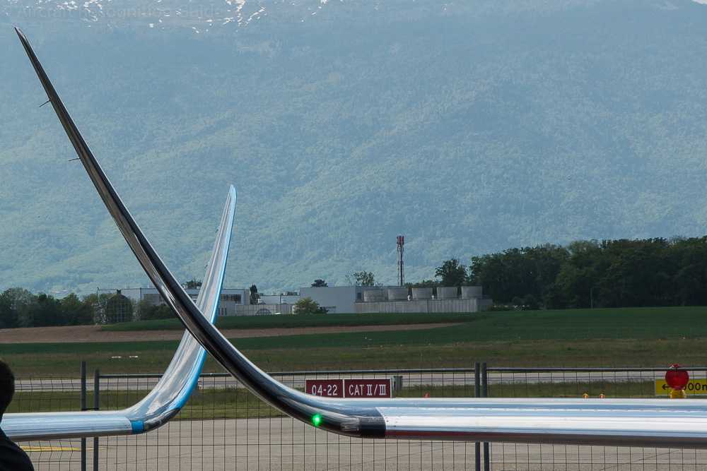 Detail of the tall winglets of the Praetors, that clearly start directly from the wing leading edge. Image