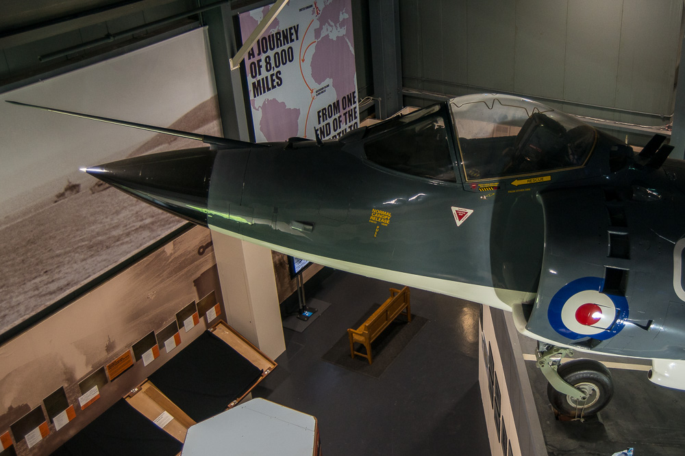 The bubble canopy and longer pointed nose of the Sea Harrier FRS1 are better visible on this detail photo. Image