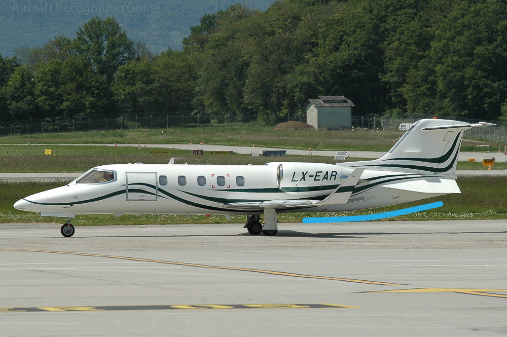 The rear fuselage of the Learjet 31A with a Raisbeck aft fuselage locker keeps the same diameter until after the wings. Image