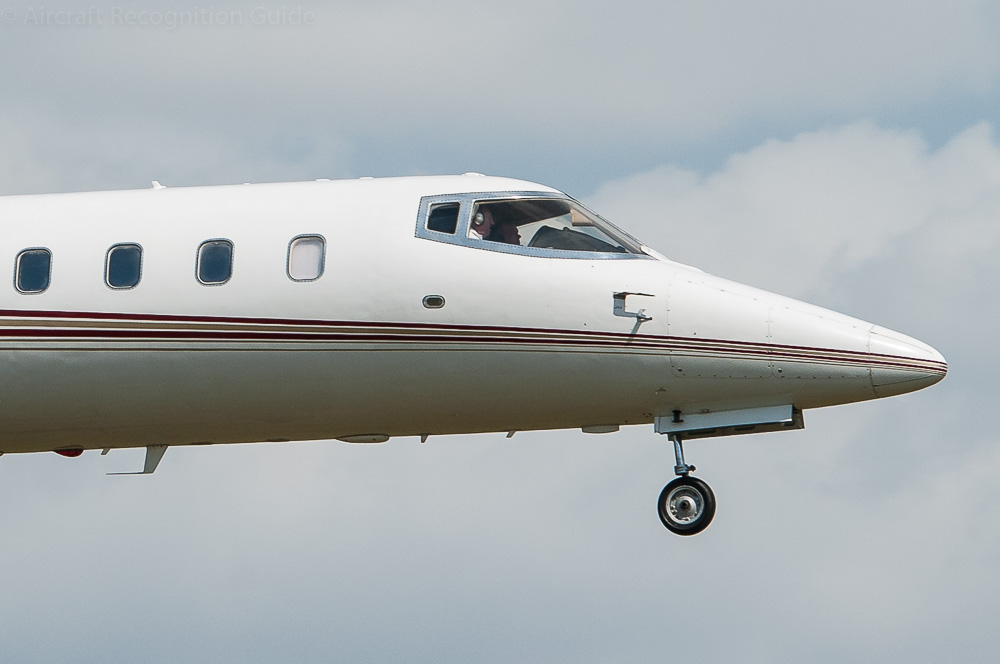 Detail of the Learjet 55's nose, showing the cockpit side window typical for models 55 and 60. Image
