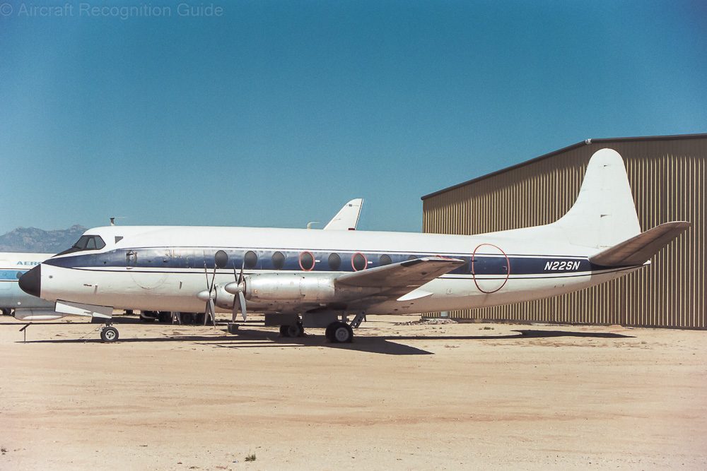 This Viscount Type 724 was originally delivered to Trans-Canada Airlines. It has the revised cockpit windows. Image